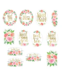 Party Centre Floral Baby Girl Cutouts - Pack of 12