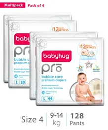 Babyhug Pro Bubble Care Premium Pant Style Diapers Large 128 Pieces - Multi Pack