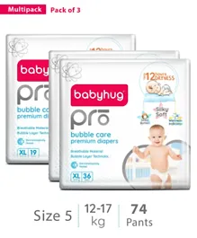 Babyhug Pro Bubble Care Premium Pant Style Diapers Extra Large 74 Pieces- Multi Pack