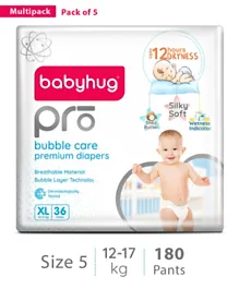 Babyhug Pro Bubble Care Pant Style Diapers Extra Large 180 Pieces - Multi Pack
