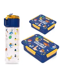 Eazy Kids T-Rex Lunch Box Set and Tritan Water Bottle & Snack Box Blue - 3 Pieces