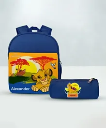 Essmak Disney Lion King Personalized Backpack and Pencil Pouch Set  Blue - 11 Inches