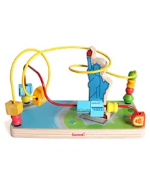 Iwood Wooden Bead Maze Wire Roller Coaster Educational Toy - Statue of Liberty