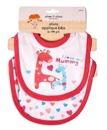 Oliver and Olivia Applique I love my Mummy Bibs Pack of 2 - Red