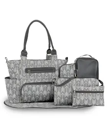 Little Story Diaper Bag Set of 6 with Hooks - Grey