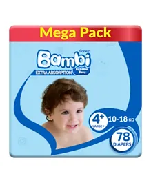 Sanita Bambi  Baby Diapers Mega Pack Large Size 4+ - 78 Pieces
