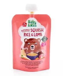 Baby Likes Stage 2 Halal Baby Food Pouch Butternut Squash, Rice & Lamb Organic Baby Puree - 130g