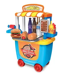 Little Story Role Play BBQ Station Food Cart 33 Pieces - Blue
