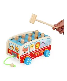 Highland 2 In 1  Animal Bus Hammer Pound Pull Along Montessori Toy