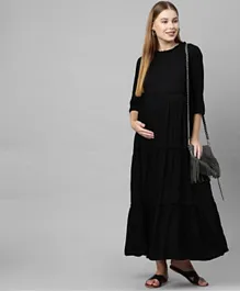 MomToBe Women's Rayon Maternity Dress - Ink Black