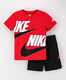 Nike B NSW HBR Tee With Cargo Shorts Set - Red