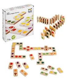 Plan Toys Wooden Fruit & Veggie Domino (Gradient) Sustainable Play - 24 Pieces