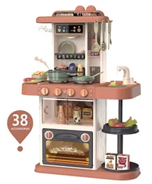Little Angel Kids Toys Electric Kitchen Pretend-play Toy with 38 Accessories -Brown