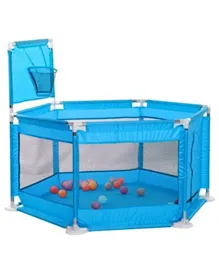 MyFunPlay Portable Playpen with Basketball Hoop & 30 Free balls - Blue