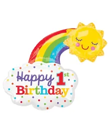 Party Centre 1st Birthday Rainbow Supershape Foil Balloon - Multicolour