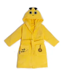 ميلك آند مو - روب حمام مخملي بغطاء رأس بتصميم نحلة بازي - أصفر