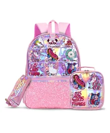 Eazy Kids School Bag Lunch Bag Pencil Case Set - Girl Things Pink
