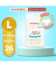 MAKUKU Comfort Fit Diaper Pants With 12 Hours of Leakage Protection Size 4 Large - 26 Pieces
