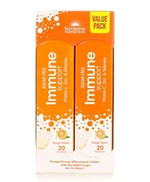 Sunshine Nutrition Immune Support Effervescent Orange Flavor Pack of 2 - 20 Tablets Each