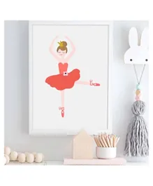 Sweet Pea Floral Ballerina Wall Art Print - Red