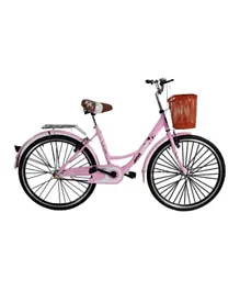 MYTS JNJ Kids City Bike Steel Bicycle With Basket Pink - 66 cm