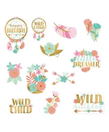 Party Centre Boho Birthday Girl Cutouts Value - Pack of 12