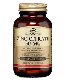 SOLGAR Zinc Citrate 30 MG Dietary Supplement - 100 Vegetable Capsules