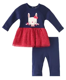Mini Moi Baby Girl Dress Set - Red Navy