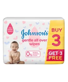 Johnson & Johnson Baby Wipes Gentle All Over 3+3 Packs - 72 Each