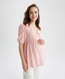 DeFacto All Over Print Woven Maternity Tops - Bordeaux