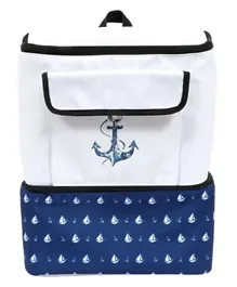 أنيموس - حقيبة ظهر عازلة بتصميم مرساة - أبيض وأزرق