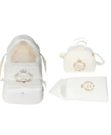 Little Angel Baby Carry Cot With Sleeping & Diaper Bag - Cream/Gold