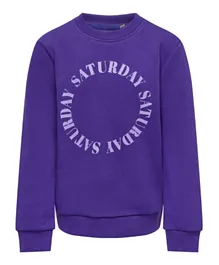 Only Kids Saturday Printed Sweatshirt - Purple