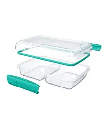 Sistema Quad Split To Go Lunch Box with Clip Lid Green - 1.74 Litres