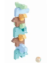 Lelin Wooden Wild Animal Stacking Toy Blue - 11 Pieces
