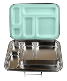 بونجور - صندوق طعام من الستانلس ستيل بـ 5 تقسيمات - أخضر