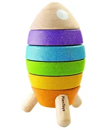 Plan Toys Wooden Stacking Rocket Multicolor - 9 Pieces