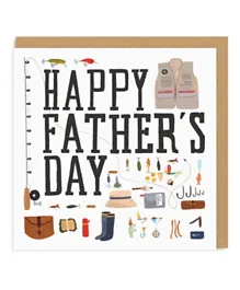 Pinak Father's Day Fishing Square Greeting Card - Multicolor