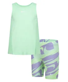 Nike Prep in Your Step Bike Top & Shorts Set - Green & Purple