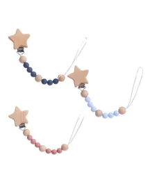 Factory Price Star Silicone and Wooden Pacifier Clip Pack of 1 - Assorted