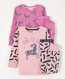 Minoti 2 Pack Zebras Pyjama Sets - Pink