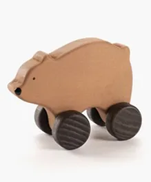 Sabo Concept Wooden Toy Rolling Bear - Brown