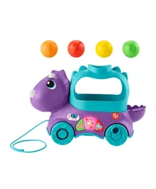 Fisher Price Poppin Triceratops Dinosaur Pull Along Ball Popper With Smart Stages - Purple
