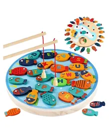 Brain Giggles Magnetic Wooden Fishing Game Toy for Toddlers - Multicolour