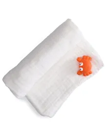 Anvi Baby Lotus 100% Organic 6 Layered Muslin Bath Towel - White