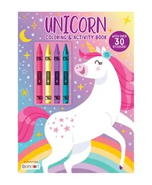 Unicorn Coloring and Activity Book with Crayons and 30 Stickers - English