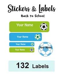 ليدي بوغ ليبلز ملصقات الأسماء الشخصية للمدرسة بتصميم كرة القدم - 132 قطعة
