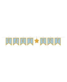 Party Centre Baby Boy Clothespin Letter Banner - Blue and Golden