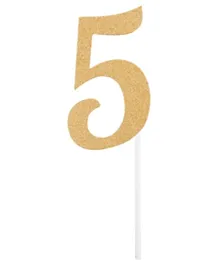 كرييتف كونفيرتنغ - زينة علوية للكيك بتصميم مبتكر على شكل رقم 5 - ذهبي لامع