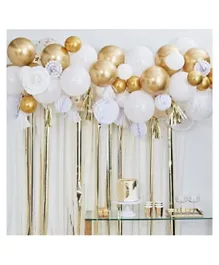 Ginger Ray Gold Chrome Balloon And Fan Garland Backdrop - Pack of 80
